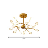 Gold Acrylic Leaf Chandelier With Modern Led Suspension - Perfect For Living Room