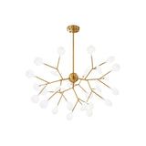 Minimalist Led Acrylic Branch Pendant Chandelier In Brass For Living Room Lighting