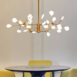 Gold Led Metal Chandelier Pendant For Dining Room - Elegant Tree Branch Design / Leaf
