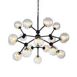 Contemporary Modo Drop Chandelier With Clear & Frosted Glass Black Finish 18 /