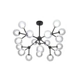 Contemporary Modo Drop Chandelier With Clear & Frosted Glass Black Finish