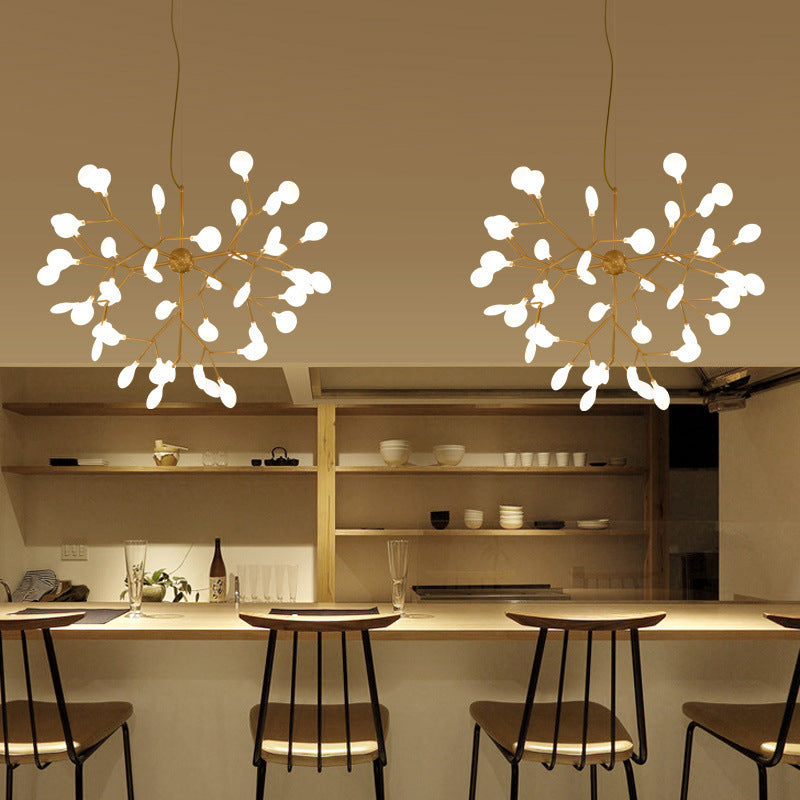 Gold Led Chandelier: Modern Acrylic Firefly Suspension Lighting For Kitchen