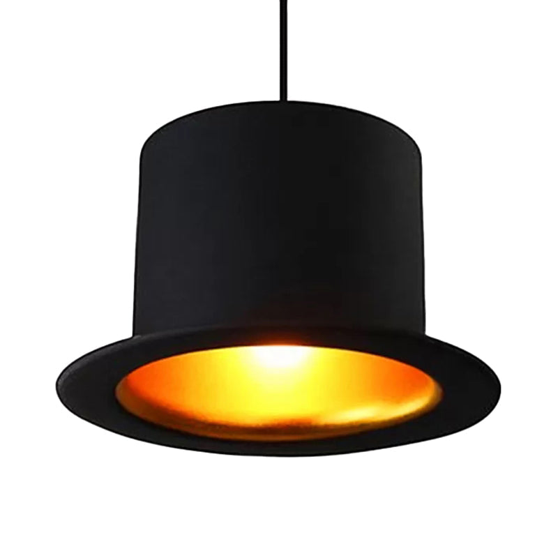 Modern Black Metal Hat Pendant Light For Dining Room - 1 6.5/7 Wide