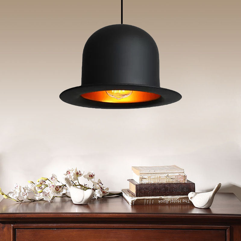 Modern Black Metal Hat Pendant Light For Dining Room - 1 6.5/7 Wide / 6.5