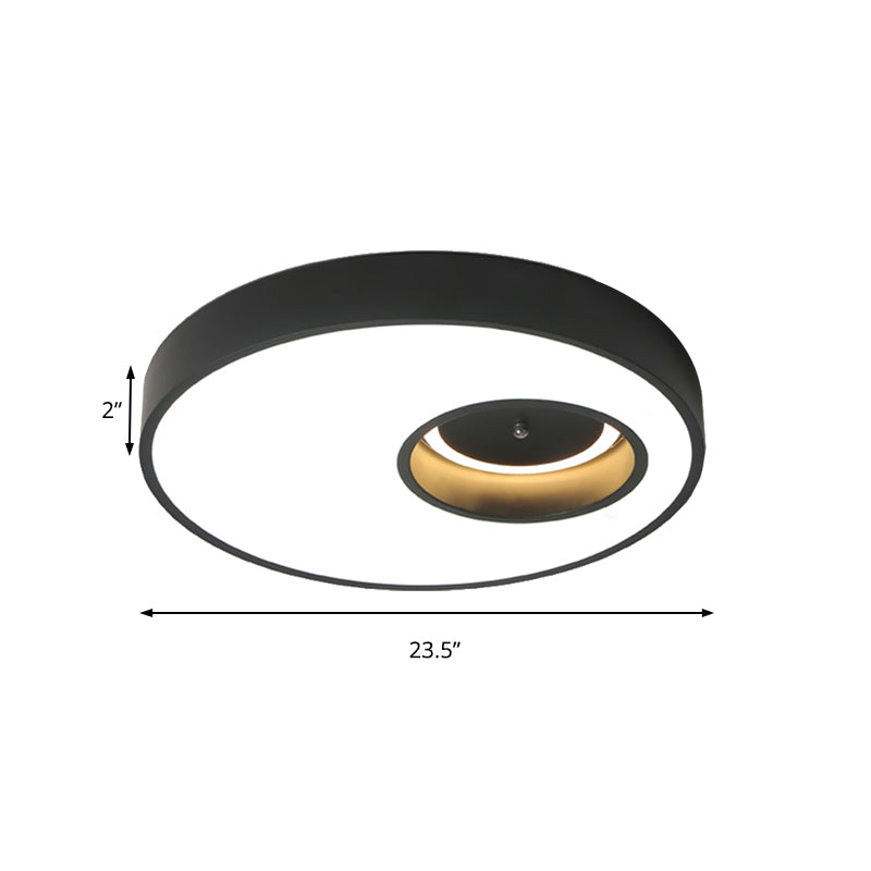 Contemporary Black/White Round Ceiling Flush Light 18/23.5 Wide - Led Acrylic Lighting For