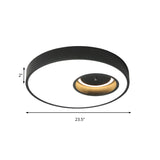 Contemporary Black/White Round Ceiling Flush Light 18/23.5 Wide - Led Acrylic Lighting For