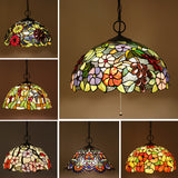 Artisan Glass Chandelier With Plant Pattern - Hand-Crafted Dome Design 3 Lights Black Mediterranean