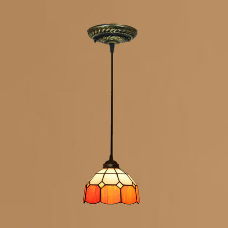 Stained Art Glass Drop Pendant Ceiling Light - Tiffany Inspired Design