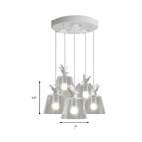 Modernist Pendant Lighting: Cylindrical/Barrel Shaped Hanging Lamp With Clear Glass Bird Design (1/5