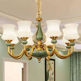 Green Frosted Glass Chandelier Pendant Light For Modern Living Room Ceiling 8 /