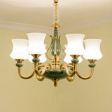 Tapered Green Glass Pendant Lamp: Minimalistic Chandelier Lighting For Living Room 6 /
