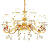 Minimalist Gold Chandelier Pendant With Curved Down Lighting And Frosted Glass Shade