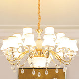 Minimalist Gold Chandelier Pendant With Curved Down Lighting And Frosted Glass Shade 18 / White A