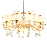 Minimal Hanging Chandelier With Frosted Glass Curve Crystal Accent In Gold