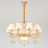 Minimal Hanging Chandelier With Frosted Glass Curve Crystal Accent In Gold