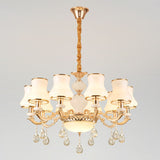 Minimal Hanging Chandelier With Frosted Glass Curve Crystal Accent In Gold