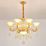 Contemporary Gold Chandelier - Floral K9 Crystal Drop Lamp For Bedroom 6 /