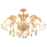 Gold Ribbed Glass Petal Ceiling Lamp: Modern Chandelier Lighting Fixture