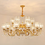 Simplicity Gold Crystal Hanging Light Kit: Tapered Beveled Design With Scrolled Arm 18 /