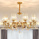 Simplicity Gold Crystal Hanging Light Kit: Tapered Beveled Design With Scrolled Arm