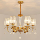 Simplicity Gold Crystal Hanging Light Kit: Tapered Beveled Design With Scrolled Arm 6 /