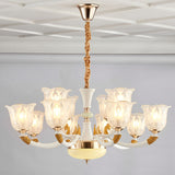 Modern Clear Glass Hanging Ceiling Light - Ivory Chandelier For Living Room