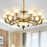 Minimalistic White Bedroom Chandelier: Bell Glass Hanging Light Fixture Kit 15 /