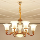Modern Morning Glory Frosted Glass Chandelier: Gold Pendant Lighting For Bedroom 6 /