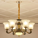 Sleek Ribbed Glass Pendant Light - Bell Chandelier With Frosted Suspension 6 / White