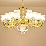 Modern Blossom Pendulum Chandelier In Gold With White Glass Pendant Light 18 /