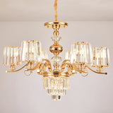 Gold Clear Crystal Cylinder Chandelier Pendant Lamp - Modern Lighting Fixture 6 /