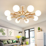 Modern Wooden Led Branch Chandelier Light - Beige Living Room Ceiling Pendant