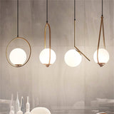 Contemporary Gold Sphere Drop Lamp With Cream Glass Shade - Ideal Ceiling Light For Bedroom