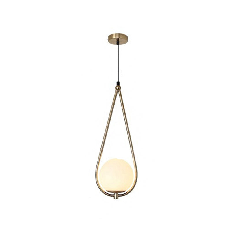 Contemporary Gold Sphere Drop Lamp With Cream Glass Shade - Ideal Ceiling Light For Bedroom