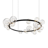 Minimalist Black Glass Chandelier For Dining Room - Orb Pendant Light Fixture