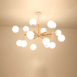 Sleek Wooden Chandelier Pendant Light With Glass Shade 16 / Wood