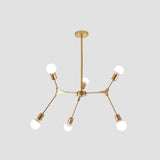 Contemporary Metal Sputnik Chandelier With White Glass Shade