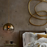 Contemporary Gold Pendant Light Fixture For Bedroom - Fading Glass Globe Design / 8