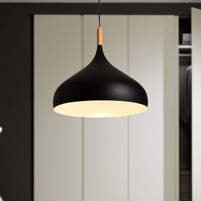 Dome Metallic Pendant Ceiling Lamp - Elegant 1 Head Hanging Light For Dining Room 12.5 Or 16.5 Width