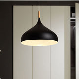 Dome Metallic Pendant Ceiling Lamp - Elegant 1 Head Hanging Light For Dining Room 12.5 Or 16.5 Width