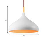 Dome Metallic Pendant Ceiling Lamp - Elegant 1 Head Hanging Light For Dining Room 12.5 Or 16.5 Width