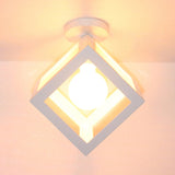 Modern 1-Light Square Ceiling Mounted Light With Wire Guard - Loft Style Semi-Flush Lighting For