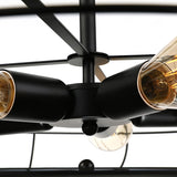Vintage Fan Shaped 5-Light Iron Ceiling Light With Wire Cage Shade - Semi Flush Mount In Rust/Black