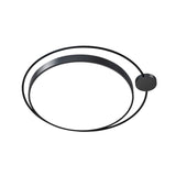Contemporary Black Metal Flush Mount Bedroom Ceiling Light With Ring Led