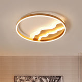 Minimalist Gold Metal Led Flush Mount Lighting For Bedroom / White Large