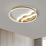 Minimalist Gold Metal Led Flush Mount Lighting For Bedroom