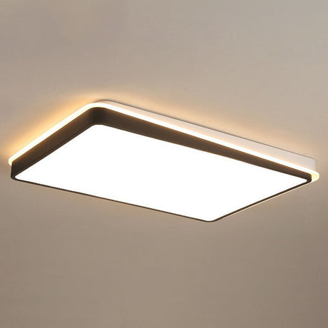 Minimalist Black & White Led Metal Flush Mount Light Fixture Black-White / Warm Rectangle