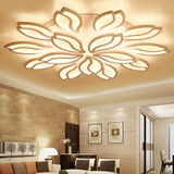 Artistic White Led Semi Flush Ceiling Light With Acrylic Leaf Design For Living Room