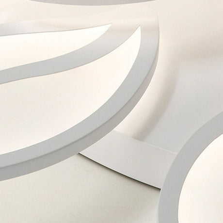 Artistic White Led Semi Flush Ceiling Light With Acrylic Leaf Design For Living Room