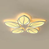 Contemporary Foliage Acrylic Led Ceiling Light For Bedroom - White Semi Flush Mount Fixture